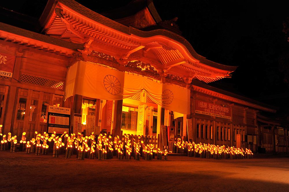 安曇野穂髙神社「神竹灯」参拝