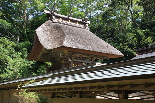 茅葺屋根の本殿はユニークですね。